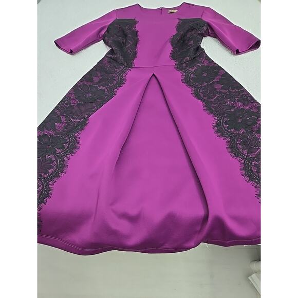 Purple Black Lace Contrast A-line Dress Womens Bust 32 In (XS) Unique Gothic - Picture 7 of 8